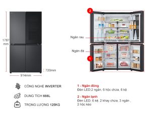 Tủ lạnh LG Inverter 666 lít Multi Door InstaView LFB66BL