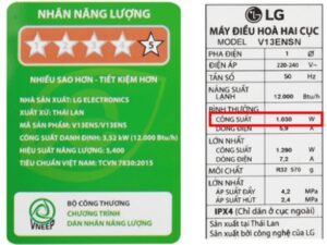 Công Suất Tiêu Thụ Điện Của Máy Điều Hòa 12000BTU