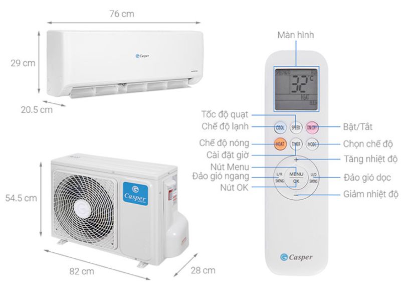Hướng dẫn sử dụng điều khiển điều hòa Casper Inverter