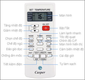 Cách Sử Dụng Điều Khiển Điều Hòa Casper Đời Mới