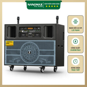 Loa Kéo Điện Nanomax Pro-703 Bass Đôi 40cm 2400w