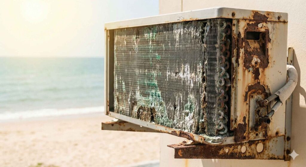 Sửa Máy Lạnh Bị Ăn Mòn Dàn Nóng Do Môi Trường Biển