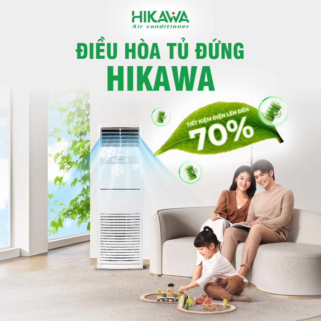 Máy lạnh tủ đứng HIKAWA HI-FC40M/HO-FC40M Non-Inverter 1 chiều - thiết kế sang trọng, phân phối bởi Lê Phạm